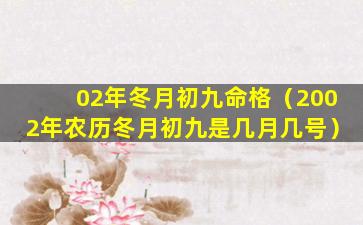 02年冬月初九命格（2002年农历冬月初九是几月几号）