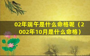 02年端午是什么命格呢（2002年10月是什么命格）