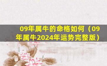 09年属牛的命格如何（09年属牛2024年运势完整版）