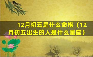 12月初五是什么命格（12月初五出生的人是什么星座）