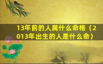 13年前的人属什么命格（2013年出生的人是什么命）