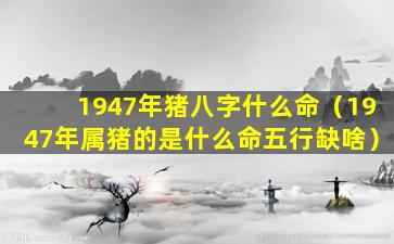 1947年猪八字什么命（1947年属猪的是什么命五行缺啥）