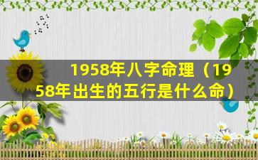 1958年八字命理（1958年出生的五行是什么命）