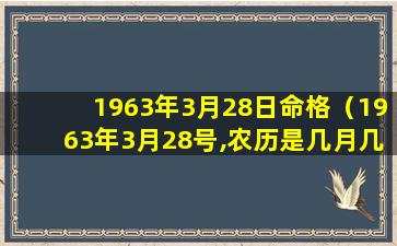 1963年3月28日命格（1963年3月28号,农历是几月几日）