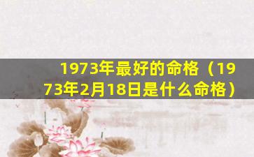 1973年最好的命格（1973年2月18日是什么命格）