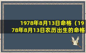 1978年8月13日命格（1978年8月13日农历出生的命格）