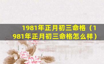 1981年正月初三命格（1981年正月初三命格怎么样）