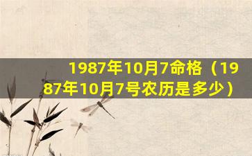 1987年10月7命格（1987年10月7号农历是多少）