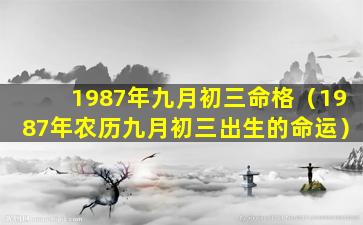 1987年九月初三命格（1987年农历九月初三出生的命运）