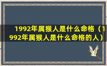 1992年属猴人是什么命格（1992年属猴人是什么命格的人）