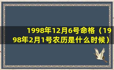 1998年12月6号命格（1998年2月1号农历是什么时候）