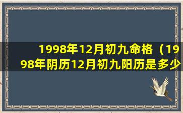 1998年12月初九命格（1998年阴历12月初九阳历是多少）