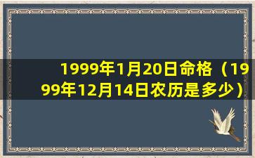 1999年1月20日命格（1999年12月14日农历是多少）