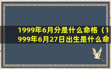 1999年6月分是什么命格（1999年6月27日出生是什么命）