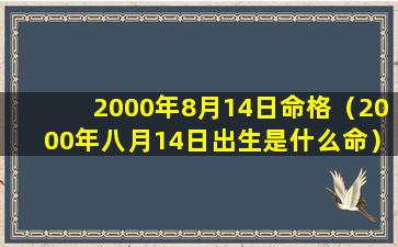 2000年8月14日命格（2000年八月14日出生是什么命）