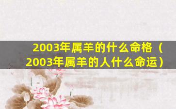 2003年属羊的什么命格（2003年属羊的人什么命运）