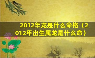 2012年龙是什么命格（2012年出生属龙是什么命）