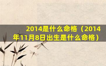 2014是什么命格（2014年11月8日出生是什么命格）