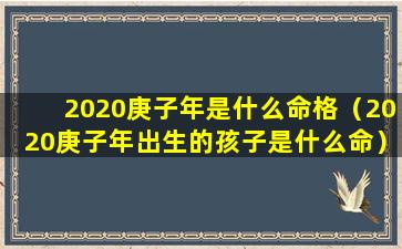 2020庚子年是什么命格（2020庚子年出生的孩子是什么命）