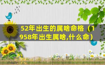 52年出生的属啥命格（1958年出生属啥,什么命）