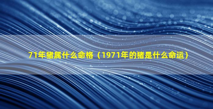 71年猪属什么命格（1971年的猪是什么命运）