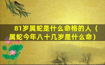 81岁属蛇是什么命格的人（属蛇今年八十几岁是什么命）