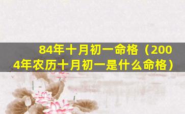 84年十月初一命格（2004年农历十月初一是什么命格）