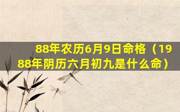 88年农历6月9日命格（1988年阴历六月初九是什么命）