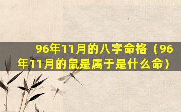 96年11月的八字命格（96年11月的鼠是属于是什么命）