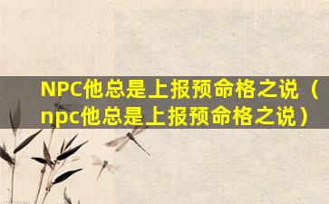 NPC他总是上报预命格之说（npc他总是上报预命格之说）