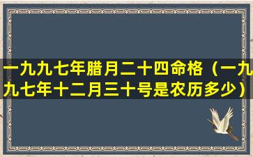 一九九七年腊月二十四命格（一九九七年十二月三十号是农历多少）