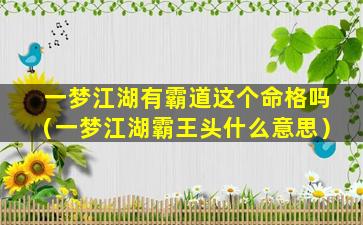 一梦江湖有霸道这个命格吗（一梦江湖霸王头什么意思）