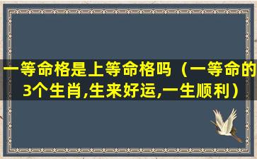 一等命格是上等命格吗（一等命的3个生肖,生来好运,一生顺利）