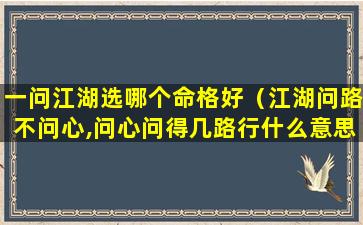 一问江湖选哪个命格好（江湖问路不问心,问心问得几路行什么意思）