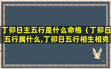 丁卯日主五行是什么命格（丁卯日五行属什么,丁卯日五行相生相克）