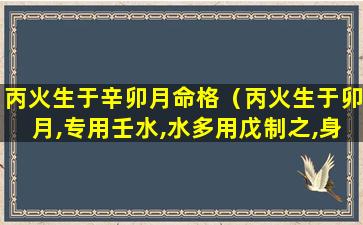 丙火生于辛卯月命格（丙火生于卯月,专用壬水,水多用戊制之,身弱用印化之）