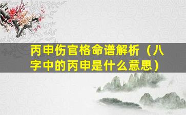 丙申伤官格命谱解析（八字中的丙申是什么意思）