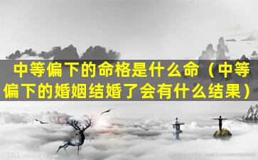 中等偏下的命格是什么命（中等偏下的婚姻结婚了会有什么结果）