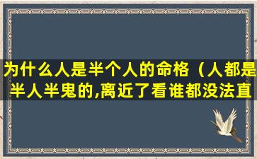 为什么人是半个人的命格（人都是半人半鬼的,离近了看谁都没法直视）