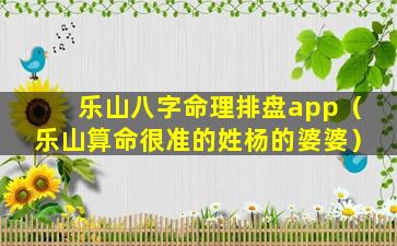 乐山八字命理排盘app（乐山算命很准的姓杨的婆婆）