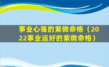 事业心强的紫微命格（2022事业运好的紫微命格）