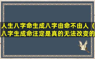 人生八字命生成八字由命不由人（八字生成命注定是真的无法改变的话）