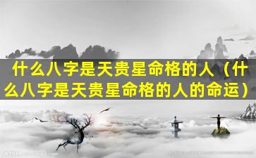 什么八字是天贵星命格的人（什么八字是天贵星命格的人的命运）