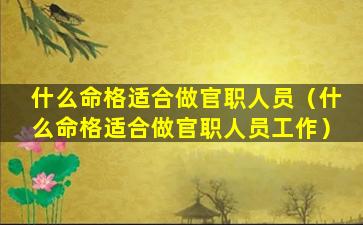 什么命格适合做官职人员（什么命格适合做官职人员工作）