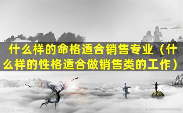 什么样的命格适合销售专业（什么样的性格适合做销售类的工作）