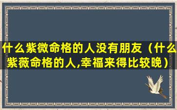 什么紫微命格的人没有朋友（什么紫薇命格的人,幸福来得比较晚）