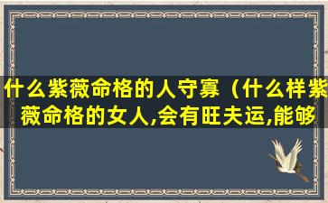 什么紫薇命格的人守寡（什么样紫薇命格的女人,会有旺夫运,能够夫荣子贵）