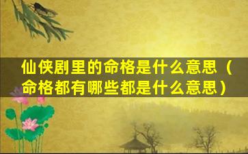 仙侠剧里的命格是什么意思（命格都有哪些都是什么意思）