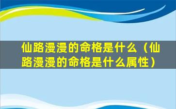 仙路漫漫的命格是什么（仙路漫漫的命格是什么属性）