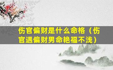 伤官偏财是什么命格（伤官遇偏财男命艳福不浅）